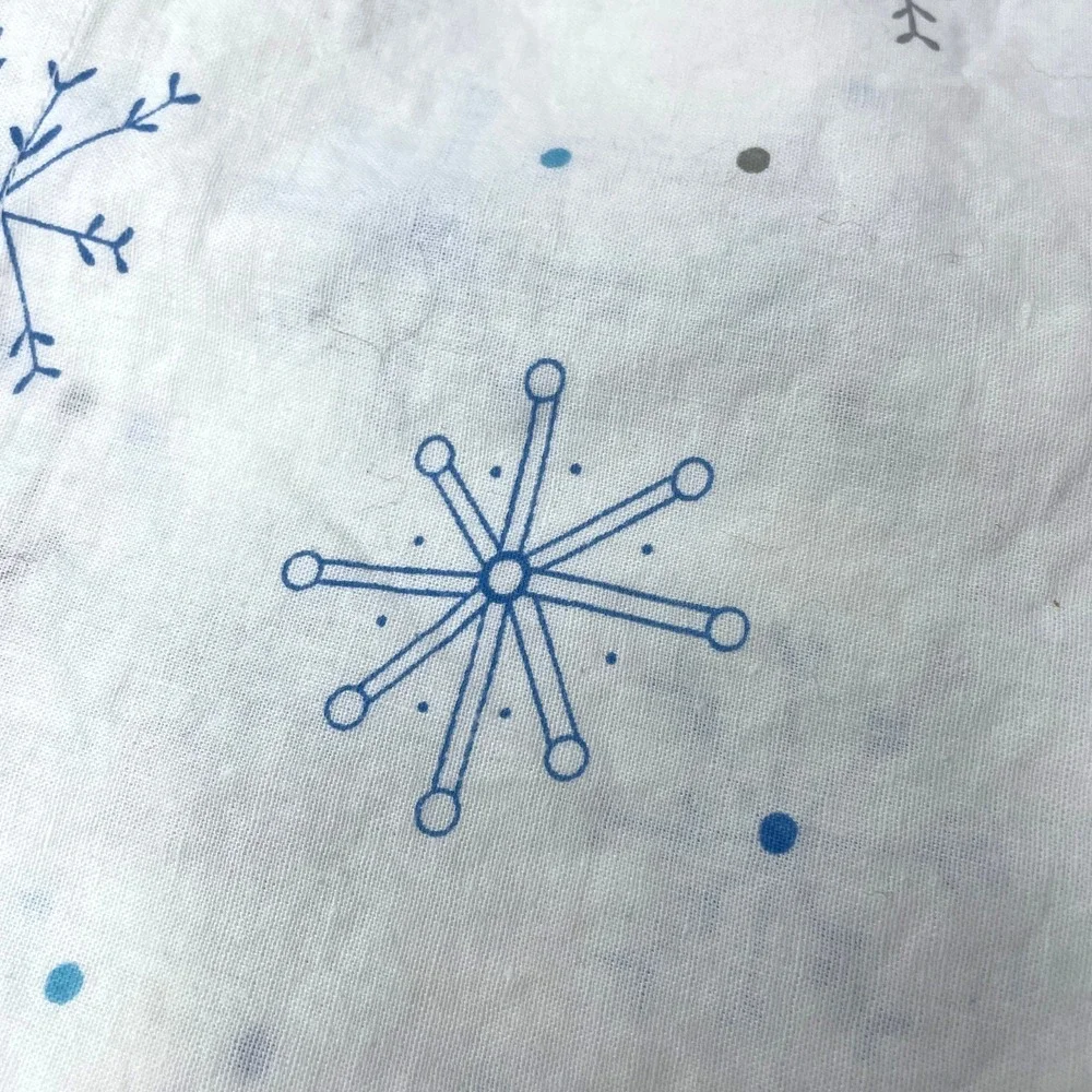 COTTON SHOWER‎ CURTAIN Snowflake Winter White Blue Gray 72x74 Christmas